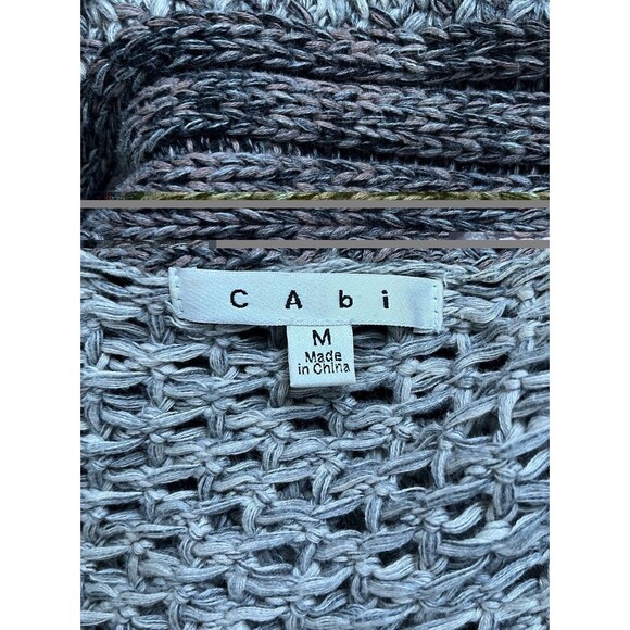 Cabi Gray Open Front Round Hem Open Knit Cardigan Sweater Med Y2K Grunge Boho - Picture 12 of 15